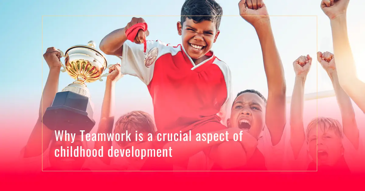 multiple children in soccer jerseys celebrating together as a team